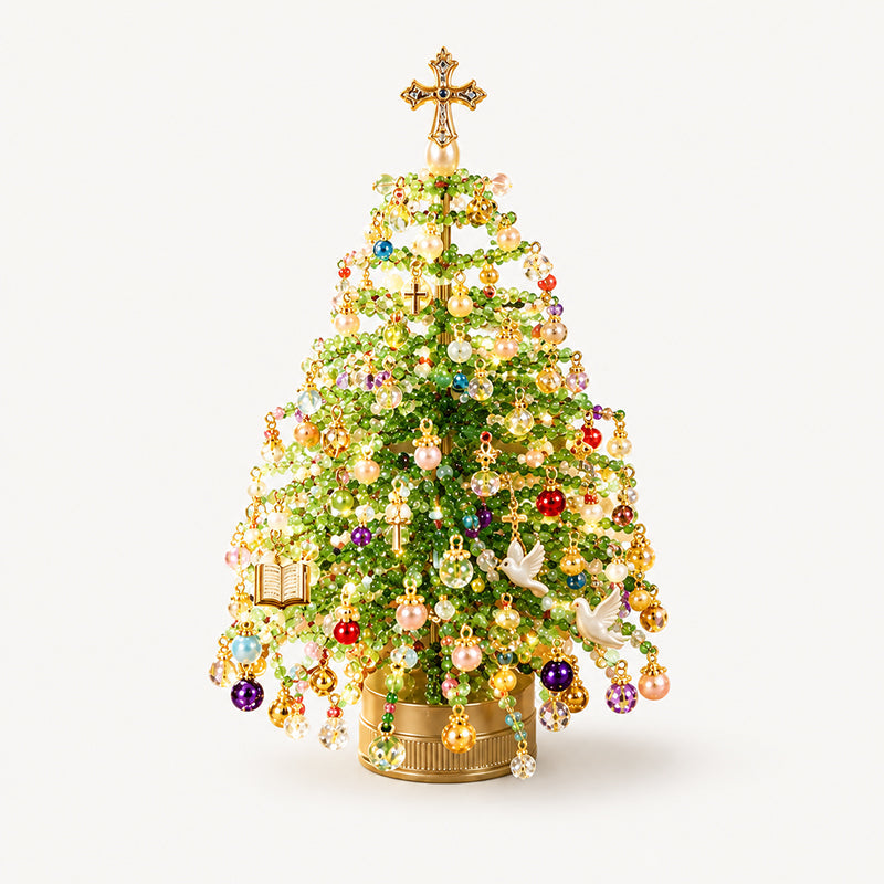 BVJ® Mini Tabletop DIY Beaded Christmas Tree Craft Kit | Handmade Holiday Home Decor