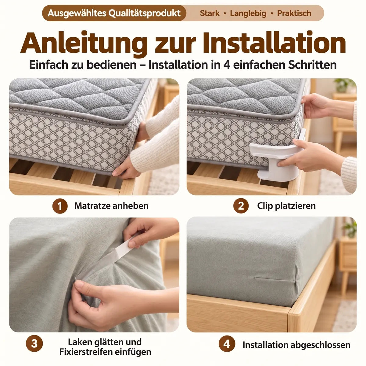 🔥Mvqw® 4er-Set Bettlaken-Clips mit Verriegelung