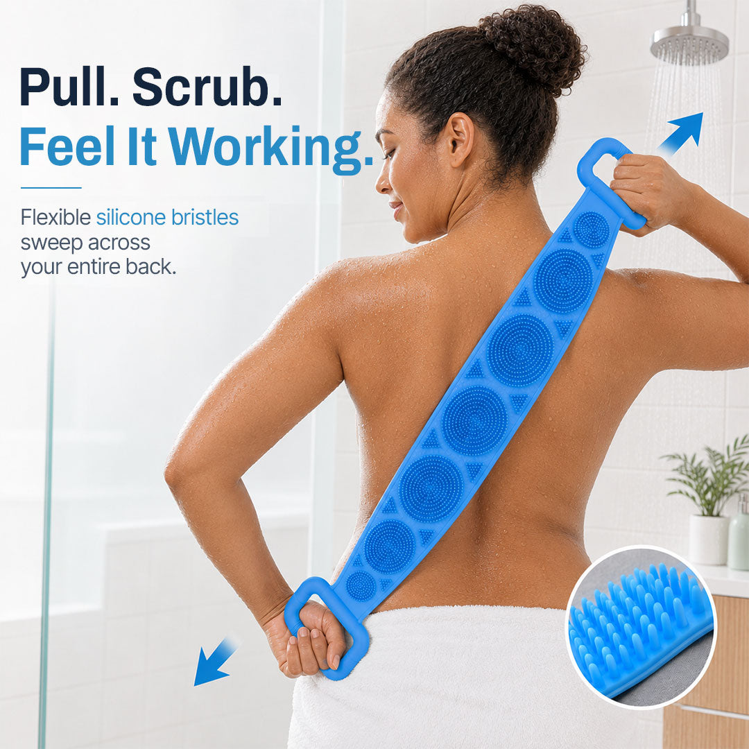 Mvqw® 🛁Double-Sided Silicone Back Scrubber , Deep Clean & Exfoliate Your Back Without Twisting ✨