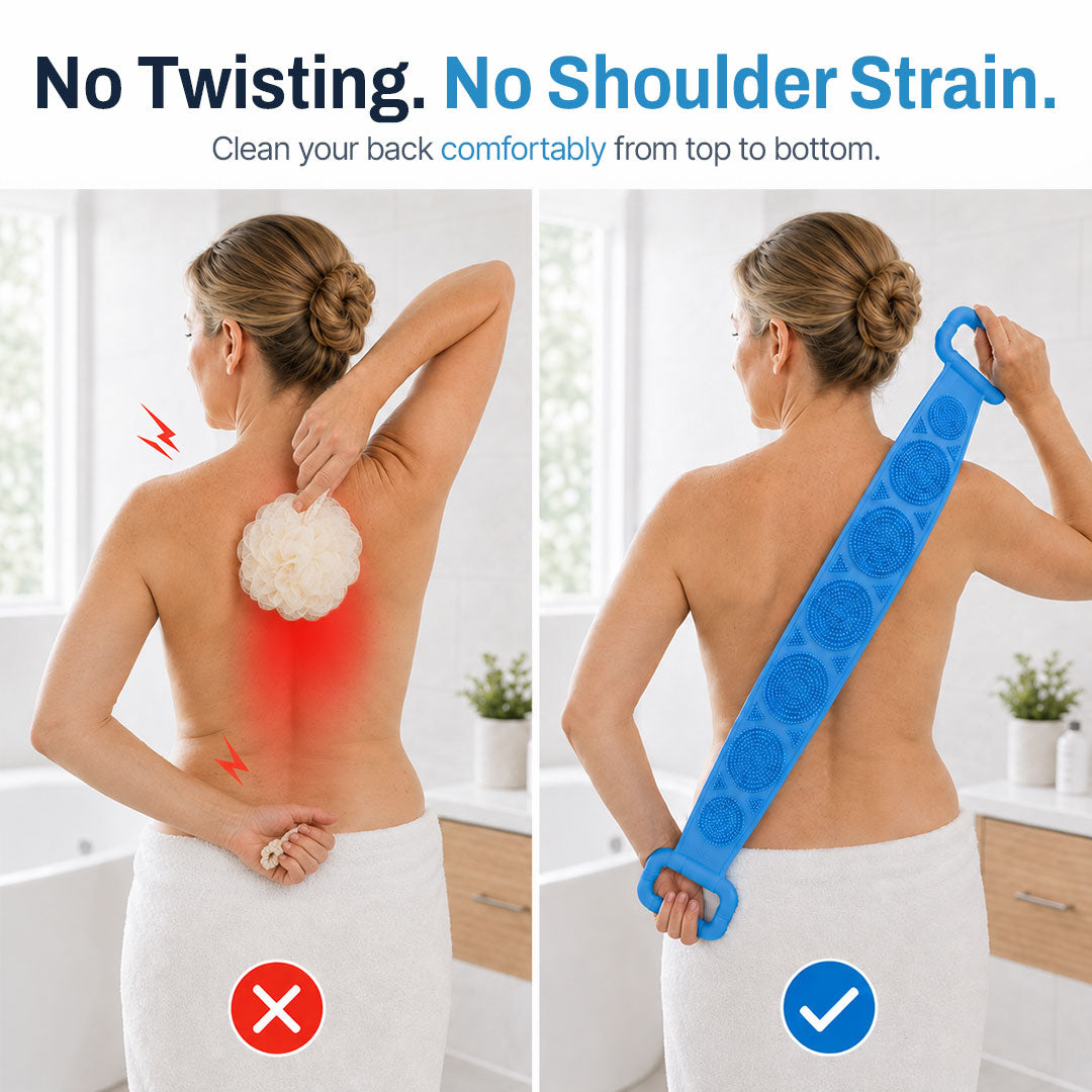 Mvqw® 🛁Double-Sided Silicone Back Scrubber , Deep Clean & Exfoliate Your Back Without Twisting ✨