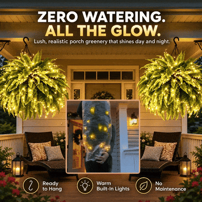 🔥 HOT SALE – SVOZK® Glowing Boston Fern with Lights – Green by Day, Glowing at Night